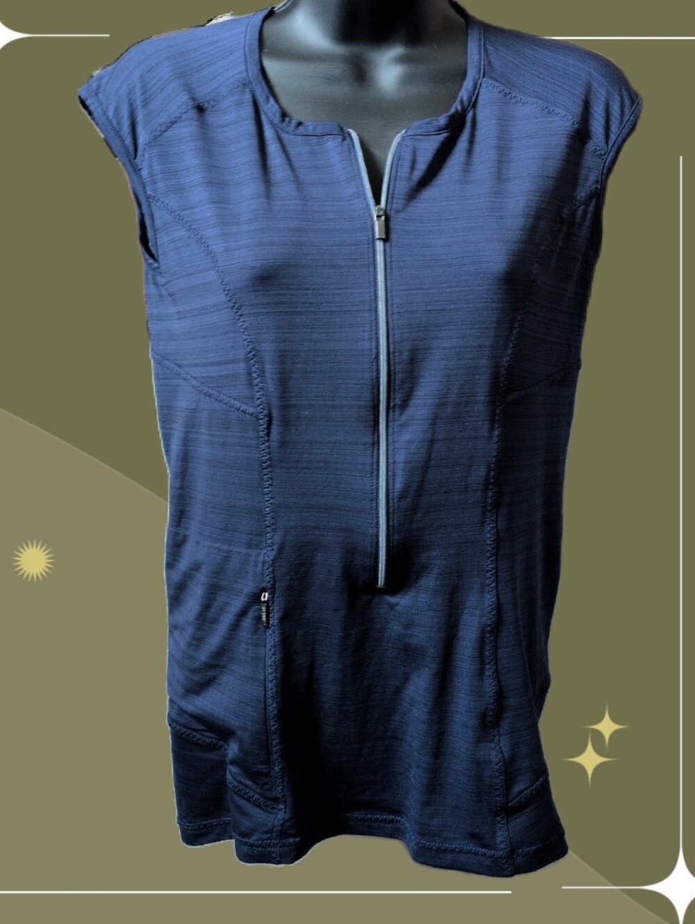 ✨navy blue Athleta Pacifica Half Zip Sleeveless Top size s